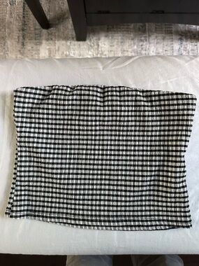 ASOS Design Smocked Strapless Tube Top Black White Gingham Stretch Size S